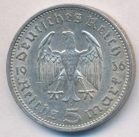 Német 3. Birodalom 1936A 5M Ag "Hindenburg" T:2 ph.
German Third Reich 1936A 5 Mark Ag &q...