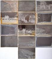 cca 1920 Rappensberger Andor m. kir. erdőfőtanácsos 13 db vintage üveglemez negatívja változatos tém...