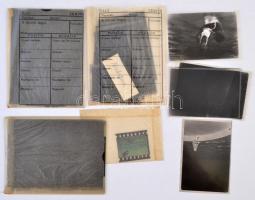 cca 1932 Balatoni hajók, fürdőzők, 25 db vintage üveglemez és film negatív, Merényi Andor (?-1940) felvételei, 4x6 cm és 9x12 cm között