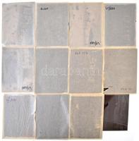 cca 1935 Budapest, a GANZ gyár üzemcsarnokai, gépei, 13 db vintage üveglemez negatív, 10x15 cm és 13...