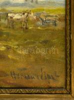 1949 Herman Lipót (1884-1972): Hortobágyi vihar felhők. Olaj, vászon, jelzett, sérült fa keretben, 4...