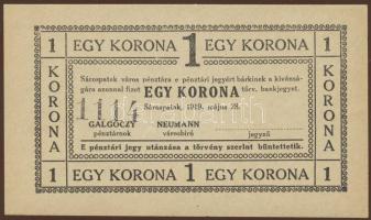 Sárospatak 1919. 1K sorszámmal T:I