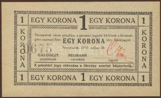 Sárospatak 1919. 1K sorszám + aláírás + hátlapi bélyegző T:I