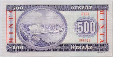 1980. 500Ft "E 000 - 000820" sorozat és sorszámmal, piros "MINTA" felülnyomással...