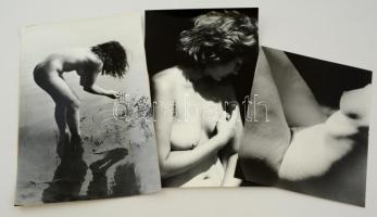 cca 1975 Kalocsai Rudolf vintage fotóművészeti alkotásai, 3 db aktfotó, 40x26 cm és 30x24 cm