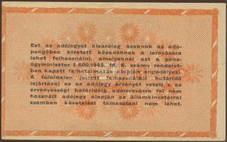 1946. 100.000.000AP v.j. nélkül, barnás papíron T:II+