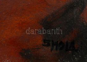 Smola jelzéssel: Sárga fejkendős lány. Olaj, karton, üvegezett keretben, 23×18 cm