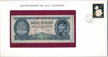 1975. 20Ft Banknotes of all Nations lezárt borítékban, bélyeggel és bélyegzéssel T:I