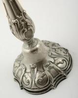 Berndorf kétágú gyertyatartó párban, Gazdagon díszített alpakka, súlyozott, jelzett, jó állapotban, ...