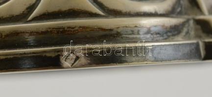 Berndorf kétágú gyertyatartó párban, Gazdagon díszített alpakka, súlyozott, jelzett, jó állapotban, ...