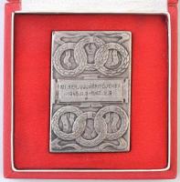 1947. XII. kerület újjáépítőjének 1945. II. 9. - 1947. II. 9. ezüstözött Br plakett, eredeti dobozában (61,13g/40x60mm) T:2 / Hungary For the rebuilder of the 12th District 1945. II. 9. - 1947. II. 9. silver plated Br plaque in original case (61,13g/40x60mm) C:XF