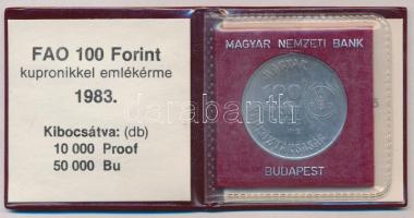 1983. 100Ft Cu-Ni "FAO (II.), eredeti tokban, tanúsítvánnyal + 1986. 100Ft alpakka "Fáy An...