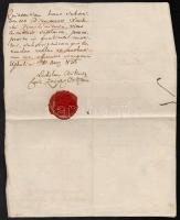 1833 Sátoraljaújhely, latin nyelvű nyugta az újonnan létesített sátoraljaújhelyi kórház részére konv...