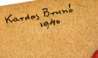 Kardos Brúnó  (1877-1952):  Virágcsendélet japán vázával. Pasztell, papír, foltos, jelzett, 48×33 cm