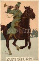 Zum Sturm / WWI German military art postcard, G.M. 4662. litho s: W. I.