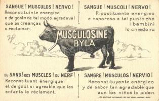 Musculosine Byla, VII. Hongrie / Medicine advertisement with Hungarian folklore s: Fonseca (non PC)