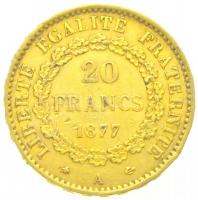 Franciaország 1877A 20Fr Au (6,45g/0.900) T:2,2- ü.
France 1877A 20 Francs Au (6,45g/0.900) C:XF,VF...