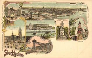 Stockholm, Hissen, Volkstracht. Geographische Postkarte v. Wilhelm Knorr No. 143. Art Nouveau litho