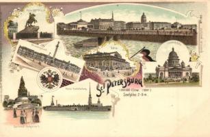 Saint Petersburg, Geographische Postkarte v. Wilhelm Knorr No. 180. Art Nouveau litho