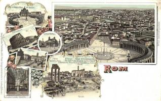 Rome, Rom; Sixtinische Kapelle, Forum. Geographische Postkarte v. Wilhelm Knorr No. 120. Art Nouveau litho (small tear)