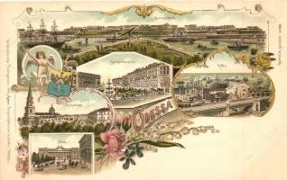 Odessa. Geographische Postkarte v. Wilhelm Knorr No. 182. Art Nouveau floral litho