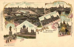 Moscow, Moskau; Geographische Postkarte v. Wilhelm Knorr No. 131. Art Nouveau floral litho