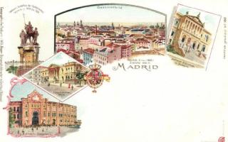 Madrid, Geographische Postkarte v. Wilhelm Knorr No. 150. Art Nouveau litho