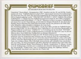 Man-sziget 1996. 1C Cu-Ni "Európai Futball Bajnokság - Németország, a győztes" borítékban,...