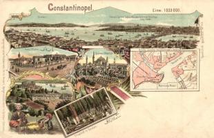 Constantinople, Istanbul; Map. Geographische Postkarte v. Wilhelm Knorr No. 141. Art Nouveau litho (EK)