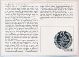 Németország 1995. "Max Schmeling - Tisztességes a sportban és az életben" ezüstözött fém e...