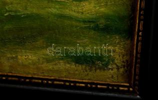 Jelzés nélkül: Alpesi házikó. Olaj, farost, keretben,  26×32 cm