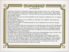 Gibraltár 1998. 1C Cu-Ni " Téli Olimpiai Játékok Japán - síző és Zenkoji templom" borítékb...