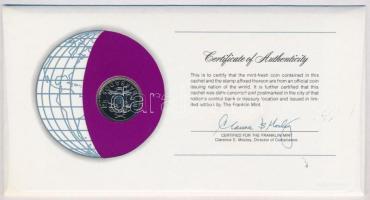 Barbados 1979. 25c "Nemzetek pénzérméi" borítékban, bélyeggel és bélyegzéssel, hátoldalán ...