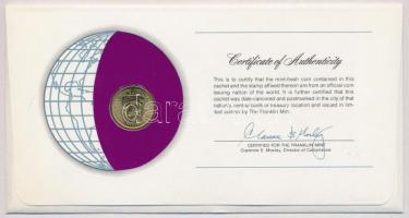 Brit Karibi Területek 1965. 5c "Nemzetek pénzérméi" borítékban, dominikai bélyeggel és bél...