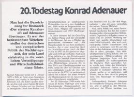 NSZK 1986D 2M aranyozva, "Konrad Adenauer halálának 20. évfordulója" bélyeges borítékban a...