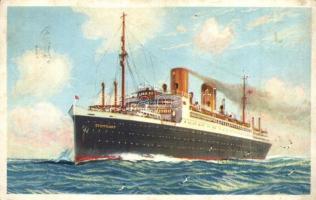 4 db RÉGI hajó motívumos képeslap; RMS Caledonia, 'Jermak', 'Stuttgart' / 4 pre-...