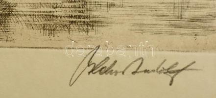 Blahos Rudolf (1917-1986): Holland táj. Rézkarc, papír, jelzett, 39×29 cm