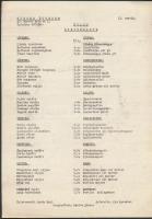 cca 1960-1970 Bp. XI., A Szeged Étterem étlapja