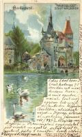 1899 Budapest XIV. Városligeti tó, hátoldalon Rettegi Unghváry család pecsétje, litho s: Rosenberger (vágott / cut)