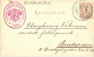 1899 Budapest XIV. Városligeti tó,  hátoldalon Rettegi Unghváry család pecsétje, litho s: Rosenberge...