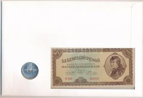 1945. 5P Al "Parlament" + 1946. 100.000.000P felbélyegzett borítékban T:1,II