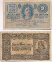 1914. 2K "C" + 1904. 10K + 1915. 10K + 1923. 100K számozás és nyomdahely nélküli T:III,III...