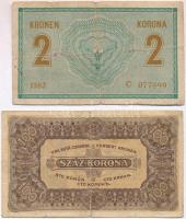 1914. 2K "C" + 1904. 10K + 1915. 10K + 1923. 100K számozás és nyomdahely nélküli T:III,III...