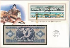 1975. 20Ft Hazánk felszabadulásának 25. évfordulójára borítékban alkalmi bélyegzős blokkal T:I