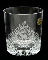 Ajka kristály vadász mintás pohár készlet, homokfújt, jelzett, hibátlan, eredeti sérült dobozában, m...