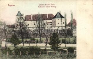Fogaras, Fagaras; Sétatéri részlet a várral / castle promenade (Rb)
