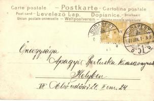 1901 Boldog Újévet! / Art Nouveau golden litho art postcard s: Kieszkow