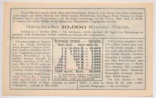 Budapest 1903. "Tanuló Sorsjegy" 1K értékben, felülbélyegzéssel T:I,I-