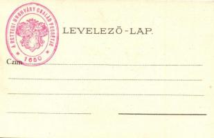 Budapest I. Mátyás templom, hátoldalon Rettegi Unghváry család pecsétje, litho