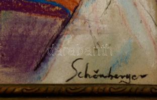 Schönberger jelzéssel: Női fél akt. Pasztell, papír, keretben, 40×30 cm